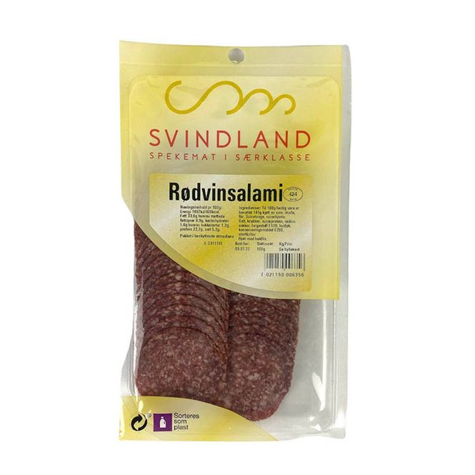 Hovedbilde Rødvinspølse Skivet 70g 